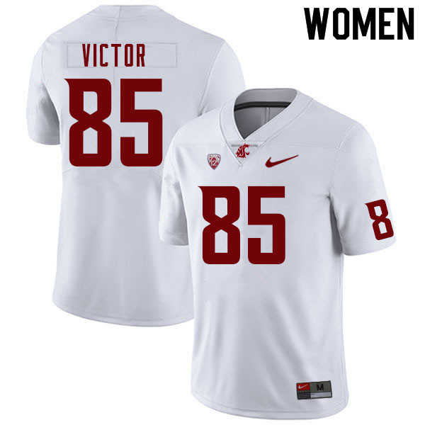 Women #85 Lincoln Victor Washington State Cougars College Football Jerseys Sale-White